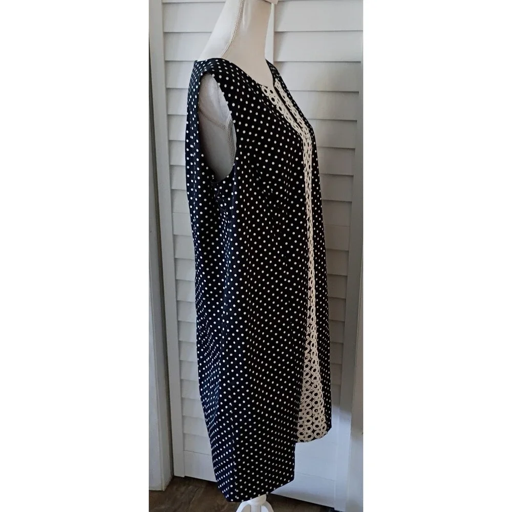 Jones Studio women's Polka Dot Embroidered‎ Sleeveless Dress 16W NEW